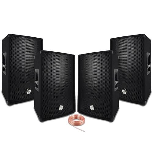 Pack Sono Sound 2400W Total - 4 Enceintes passives BM SONIC BMS 600W Noir - Câbles HP - Soirée - Anniversaire - Mariage - DJ