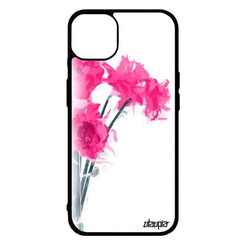 Coque Bouquet De Fleurs Pour Iphone 14+ Plus Silicone Amour Rose Love Case Etui Floral Printemps Aquarelle Nature Rigide Fille