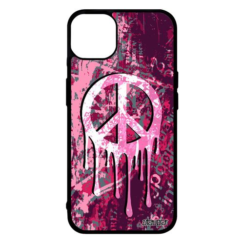 Coque Silicone Pour Iphone 14+ Plus Peace And Love Femme Etui Yoga Journal Tatouage Reggae Rose Ragga & Case Smartphone Espoir