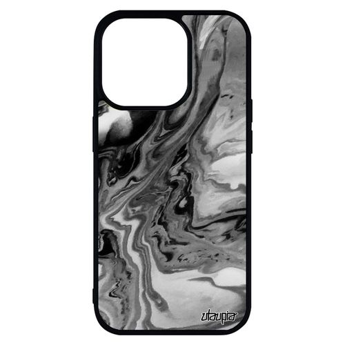 Coque Pour Iphone 14 Pro Max Silicone Peinture Telephone Decoratif Fond Gris Effet Motif Souple Matiere Metal Made In France