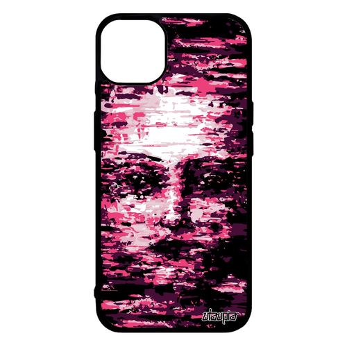 Coque De Protection Iphone 14+ Plus Silicone Portrait Rose Femme Visage Miroir Telephone Personnalisé Art Peinture A L'huile