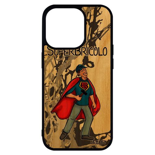 Coque En Bois Naturel Silicone Iphone 14 Pro Max Super Bricolo Etui 4g Texte Humour Papy Comique Papa Gris Design 1000 Go