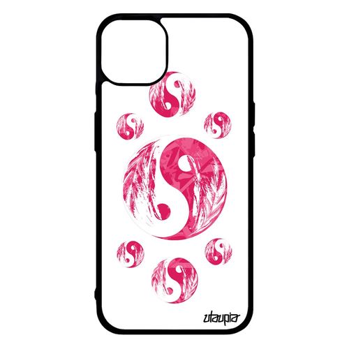 Coque Yin Et Yang Iphone 14+ Plus En Silicone Image Fille Japon Tattoo Design Imprimé Housse Rose Ying Antichoc 4g Feng Shui
