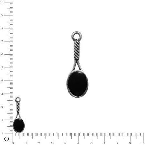Pendentif Raquette De Tennis Émaillée L. 25 Mm - Noir