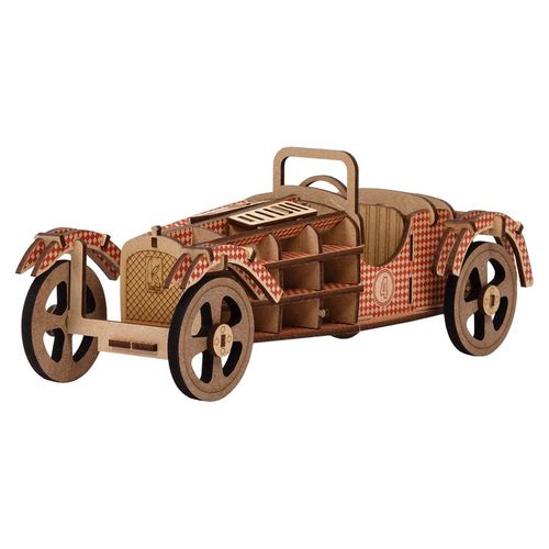 Maquette En Bois 10.5 X 27.5 Cm Voiture Rouge