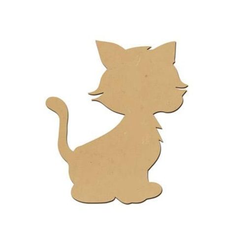 Support À Décorer En Bois Médium - Chaton Assis Gm - 10,5 X 9 Cm