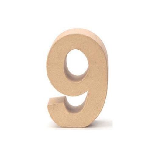 Support À Décorer En Papier Mâché - Chiffre 9 - H. 17.5 Cm