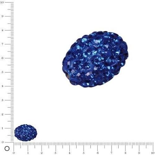 Perle Shamballa -Ovale - 1,6 X 1,1 Cm - Bleu Roy