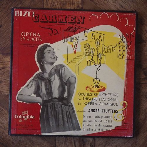 Bizet - Carmen Coffret 3 Vinyles Columbia - Opera En 4 Actes - Andre Cluytens - Solange Michel - Raoul Jobin - Martha Angelici - Michel Dens