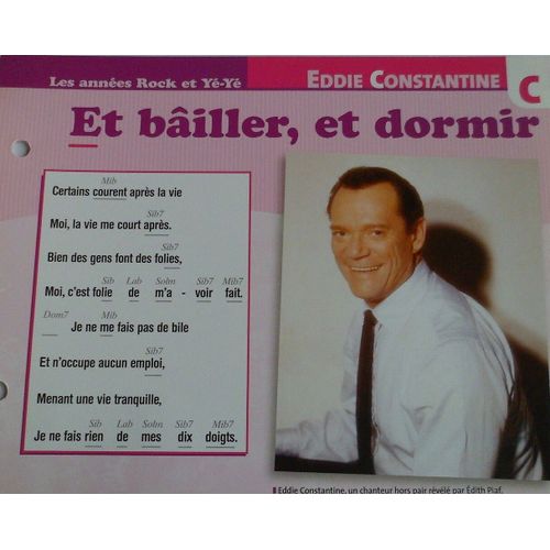 Fiche Chanson Et Bailler, Et Dormir Eddie Constantine