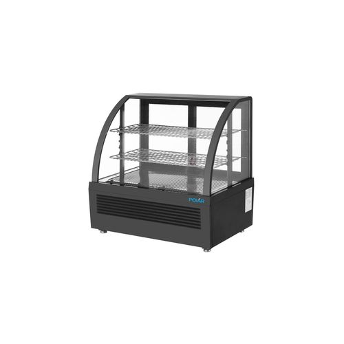 Vitrine de comptoir positive ventilée 100 Litres, 3 niveaux, ABS noire, 105 W, 220 V - MONO
