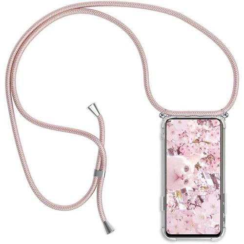 Coque Pour Redmi Note 5 Avec Cordon De Collier Cover Transparente Silicone Tpu Bumper Etui Housse Avec Cordon Réglable Téléphone Lanyard Case Pour Xiaomi Redmi Note 5 Collier Or Rose