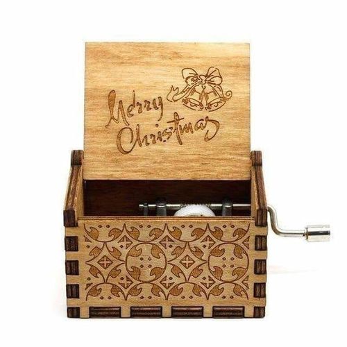 Boite À Musique À Manivelle En Bois Sculpté Antique Cadeau D'anniversaire De No?L Décorations Pour La Maison Artisanat, Cloche