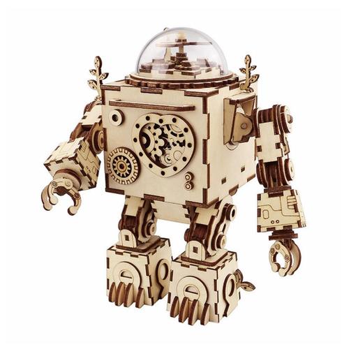 Bricolage Boite À Musique Ensemble Musique Mécanique En Bois Robot Puzzle Assemblage Boite À Musique Cadeau De No?L Pour Les Enfants