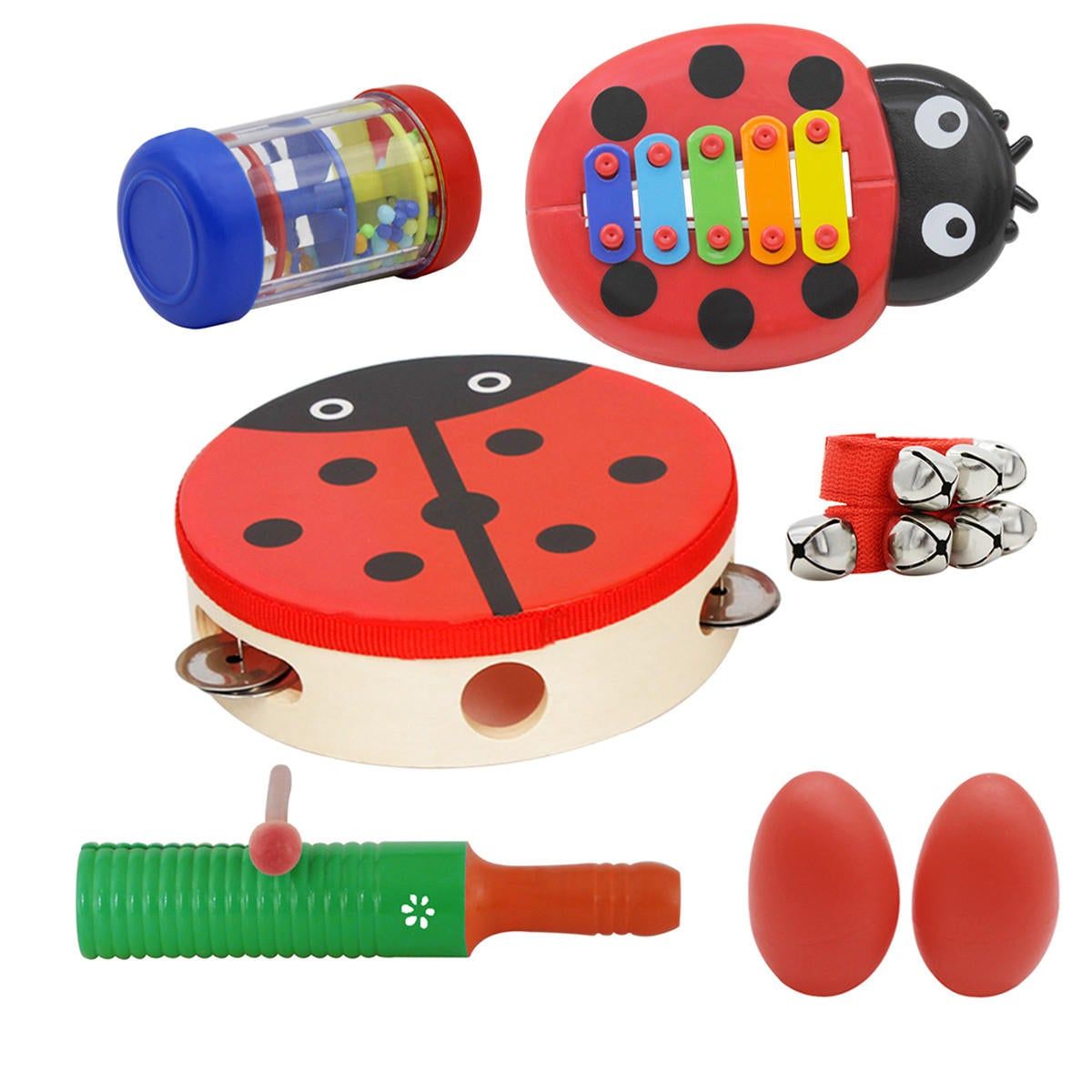 Ensembles D'instruments De Musique Tambour À Main Oeuf Maracas Poignet Cloche Anneau Unique Percussion Piano Une Section De Pluie Cadeaux Éducatifs