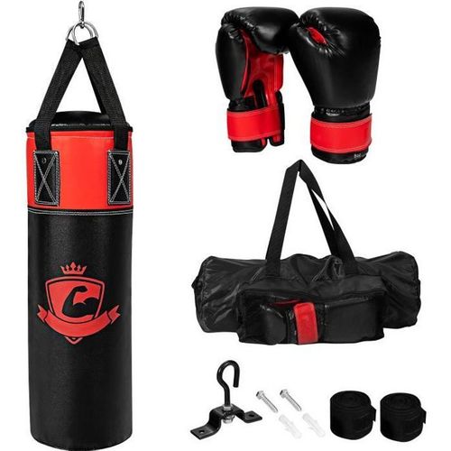 Costway Sac De Frappe Enfants 60cm Avec Gants De Boxe Bandage 240 Cm Sac De Rangement Entraînement Au Karaté Taekwondo Noir