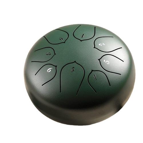 Steel Tongue Drum 6 Pouces 5 Tune 8 Notes Handheld Tank Ethereal Hand Pan Musical Percussion Instruments,Green
