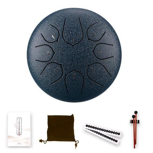 Steel Tongue Drum 6 Pouces 5 Tune 8 Notes Handheld Tank Ethereal Hand Pan Musical Percussion Instruments,Blue
