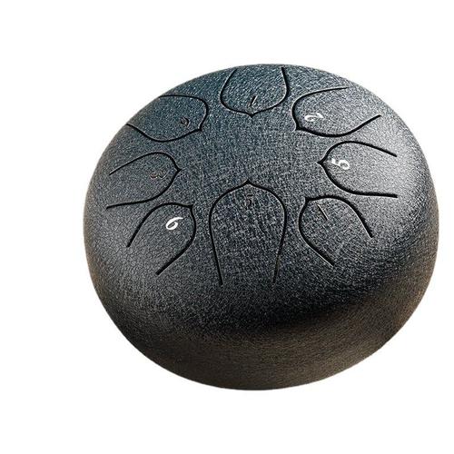 Steel Tongue Drum 6 Pouces 5 Tune 8 Notes Handheld Tank Ethereal Hand Pan Musical Percussion Instruments Black