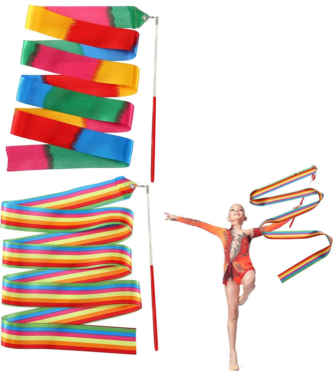 Ruban de gymnastique rythmique de 3,6 m avec bâton Enfants Dansant  Streamers Riband (couleur mixte)