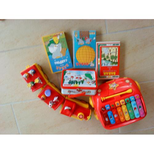 Babar Lot Xylophone Lansay + Valisette En 3d + 3vhs - Tres Bon Etat