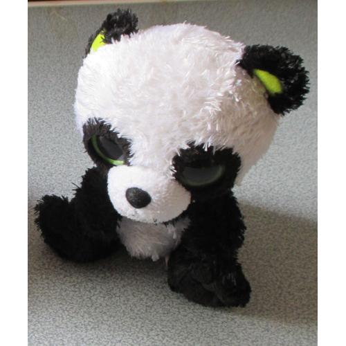 Peluche Bambou Le Panda De Ty Beanies Babies - Hauteur 15cm - Yeux Noirs Brillants Cerclés De Vert