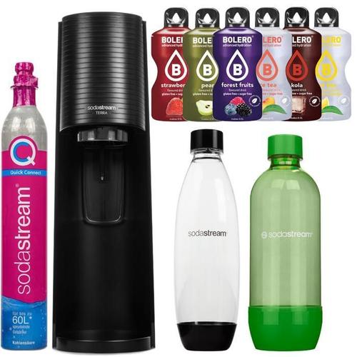 Soda Stream Terra Noir saturateur de carbonatation d'eau Une bouteille + Soda Stream Vert bouteille de 1 L + Boléro