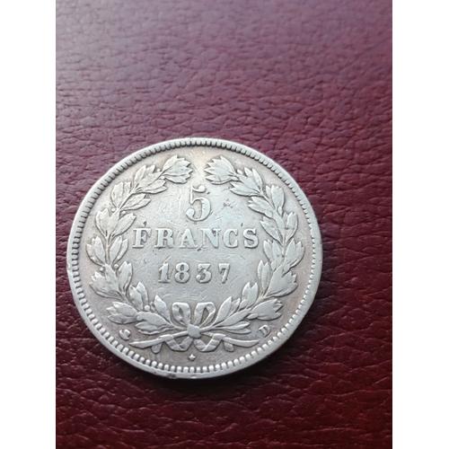 5 Francs Louis Philippe 1837 D Rarissime 92456ex