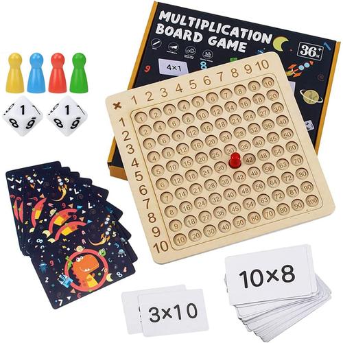 Jeux De Plateau Table De Multiplication En Bois Montessori Mathématique Jeu De Cartes Jouets D'apprentissage Préscolaire Pour Enfants De 3 4 5 Ans Et Plus