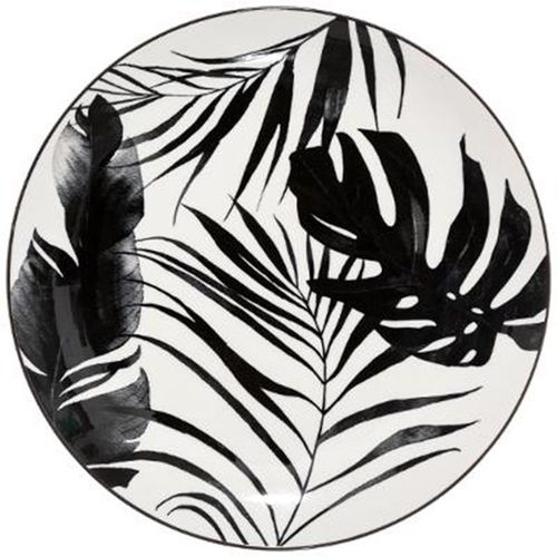 Lot De 6 Assiettes Plates "Palme" 26cm Noir
