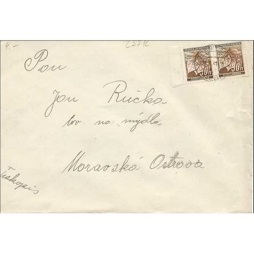 Tchécoslovaquie, Occupation Allemande, Bohème Moravie 1941, Belle Enveloppe Timbres Yvert 41, Feuille De Tilleul, Oblitérée Beau Cachet Rond De Trebic, Tbe