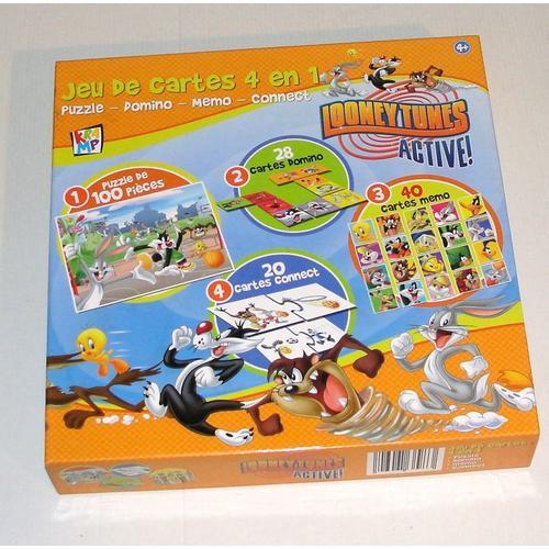 Jeu De Cartes 4 En 1 Looney Tunes Active Puzzle Domino Memo Connect Kramptoys