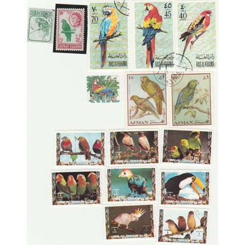 16 Timbres De Divers Pays - Animaux - Oiseaux Perroquets