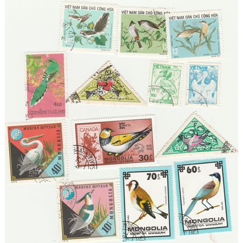 13 Timbres De Divers Pays D'asie - Animaux - Oiseaux