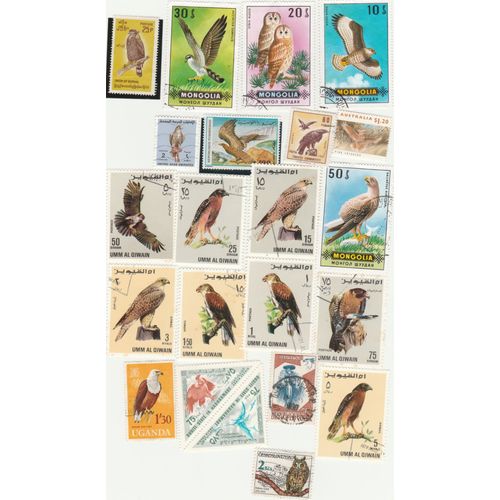 22 Timbres De Divers Pays - Animaux - Oiseaux Rapaces