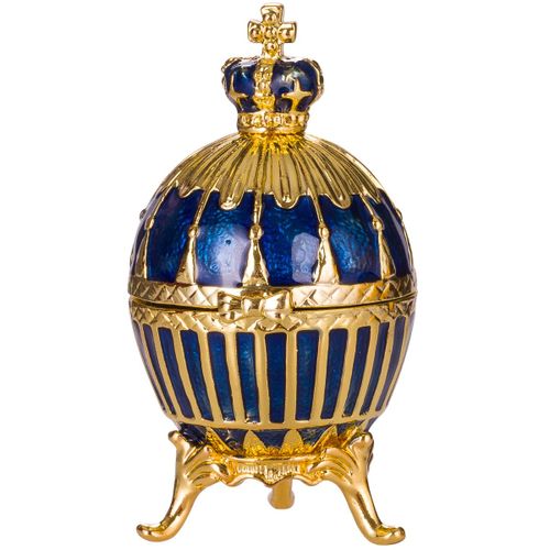 Oeuf à la Fabergé / boîte à bijoux avec couronne 6,5 cm, bleu