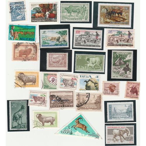 27 Timbres De Divers Pays - Animaux - Bovins, Ovins, Caprins Et Lama
