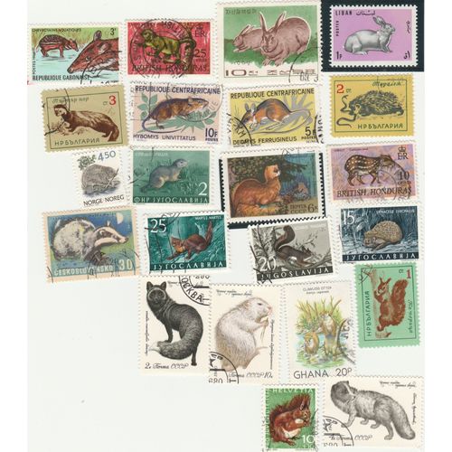 22 Timbres Oblitérés De Divers Pays - Animaux - Petits Mammifères