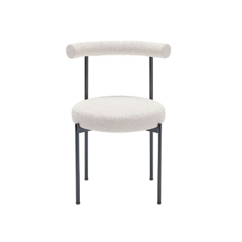 Lot De 2 Chaises De Salle À Manger Design Moderne, Bouclette Blanche