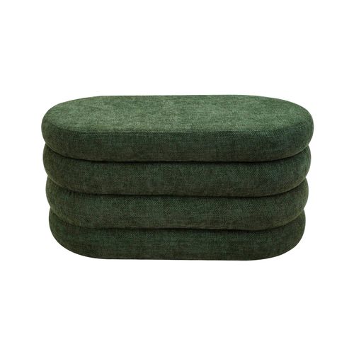 Pouf Ovale De Rangement En Tissu Vert Foncé