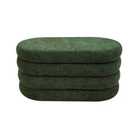 Pouf Ovale De Rangement En Tissu Vert Foncé