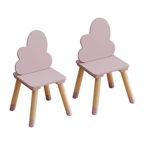 Ensemble De 2 Chaises Pour Enfants Rose Et Bois