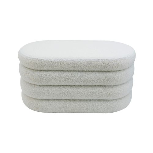 Pouf Ovale De Rangement En Tissu Blanc