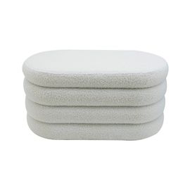 Pouf Ovale De Rangement En Tissu Blanc