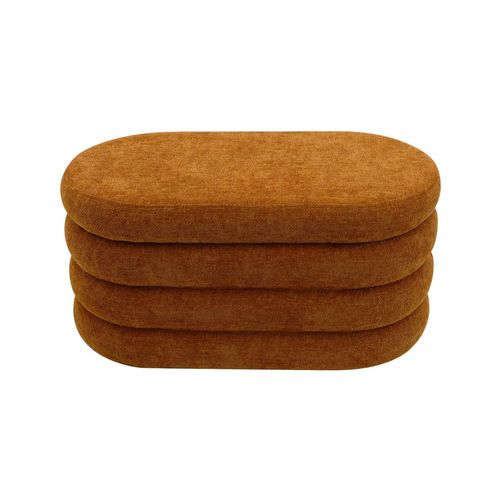 Pouf Ovale De Rangement En Tissu Orange Foncé