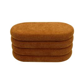 Pouf Ovale De Rangement En Tissu Orange Foncé