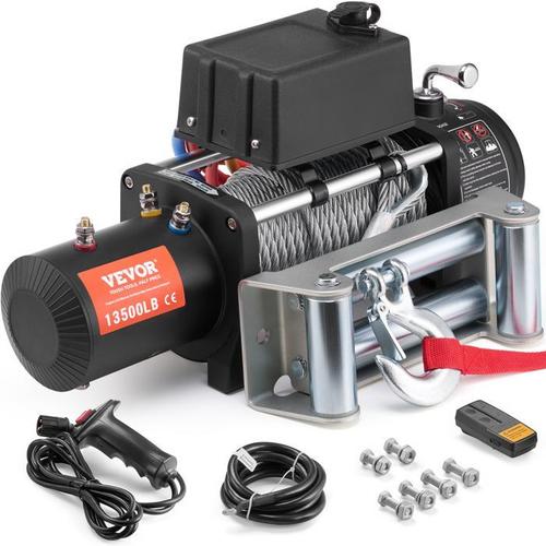 Treuil Électrique 12 V CC-VEVOR-Guide-câble, Télécommande Sans Fil et Filaire, Étanche IP55-pour Remorquage SUV Tout-terrain