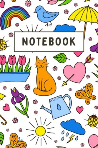 Cute & Colorful Spring Pattern Wide Ruled Composition Notebook Note Pad For Girls, Teens, Kids, Soft Cover, Medium 6 X 9 Inches, 100 Pages: For Note-Taking, Office, Home, School, Business And More!