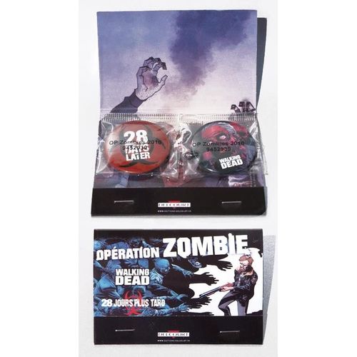 Set De 2 Badges Opération Zombie - Walking Dead - 28 Jours Plus Tard Par Delcourt Rares !