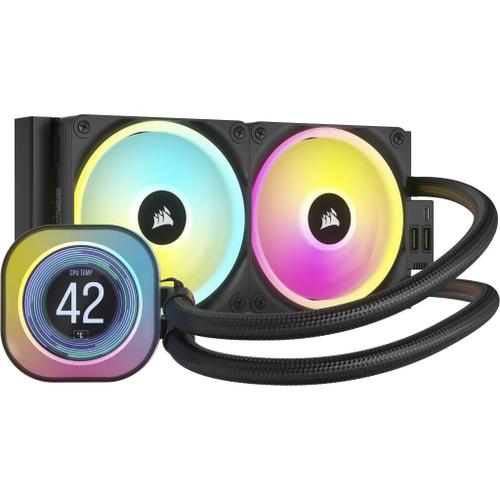 CORSAIR iCUE Link H100i LCD Liquid CPU Cooler - 240mm AIO - Ventilateurs QX120 RGB - Ecran LCD IPS 2.1" - Convient à Intel LGA 1700, AMD AM5 - Hub Système iCUE Link Inclus - Noir